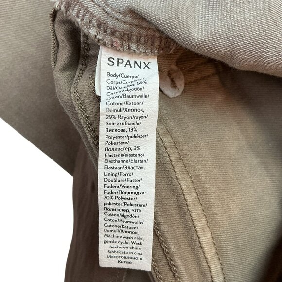 Spanx Khaki Wide-Leg Pants Womens Medium Stretch Cotton Blend Casual - Picture 10 of 11